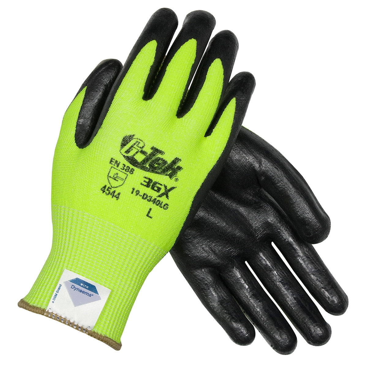 GTek 3GX Spandex Knit w/ Nitrile Coated Foam Grip Gloves Lime 19D340 XS