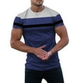 thumbnail image 3 of KaLI_store Summer Tops Menâs Fashion T-Shirts Short Sleeve Casual Tee Plain Loose Workout Gym Streetwear Shirts Navy,XXL, 3 of 5