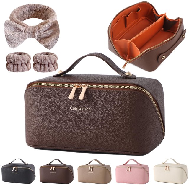 Bolsa de maquillaje Cuteseason Travel Toiletry, impermeable, piel sintética