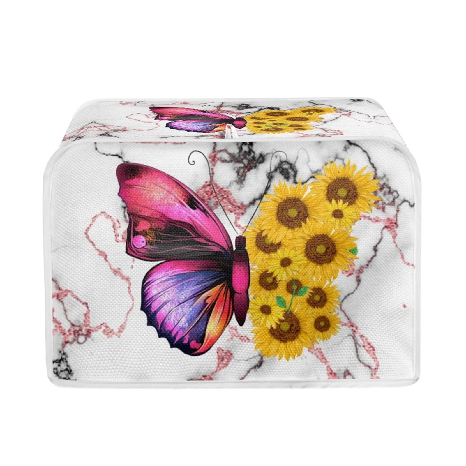 FKELYI Sunflower Butterfly Toaster Cover 4Slice Durable Marble Stripes