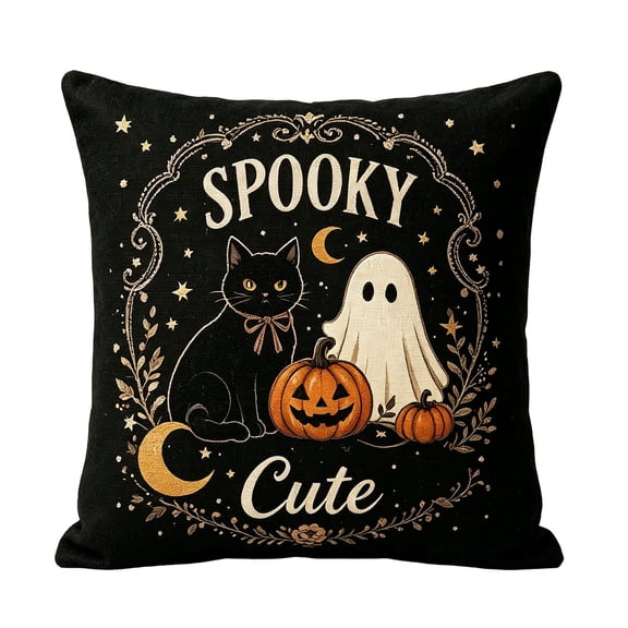 20x20 Inch Fall Pumpkin Throw Pillow Cover Soft Farmhouse Sofa Cushion Case Autumn Thanksgiving Seasonal Home Decor Black Tone