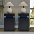 thumbnail image 3 of Black Nightstands with Set of 2, LED End Table Set with One Storage Cabinet, Modern Bedside Table with Door for Bedroom, 3 of 7