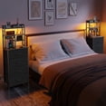 thumbnail image 2 of Satifur Tall Nightstand with Charging Station and LED Lights, Bedside Table with 4 Drawers and Bookshelf, Black, 2 of 7