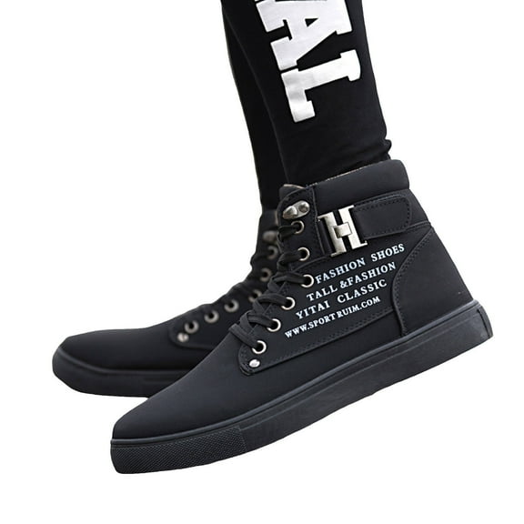 Chenyee Mens Ankle Boots Fashion Vintage High Top Non Slip Walking Shoes Comfortable Canvas Sneakers