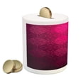 thumbnail image 2 of Magenta Piggy Bank, Ornamental Vintage Feminine Rectangular Forms Background Damask Dated Design, Ceramic Coin Bank Money Box for Cash Saving, 3.6" X 3.2", Maroon Fuchsia, by Ambesonne, 2 of 4