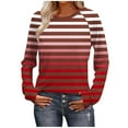 thumbnail image 2 of Neewe Women's Casual Long Sleeve Tops Crew Neck Fall Basic T Shirts Going Out T-Shirts Striped Block Color, 2 of 8