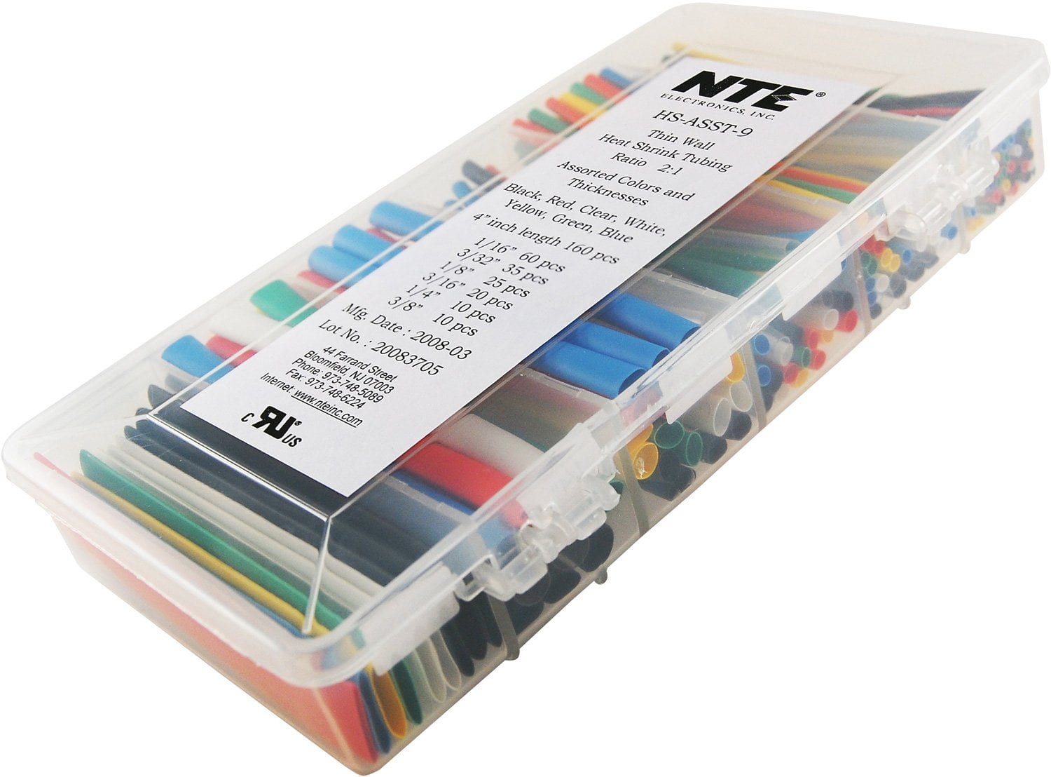 NTE Heat Shrink 2:1 Assorted Colors and Sizes 160 PCS 