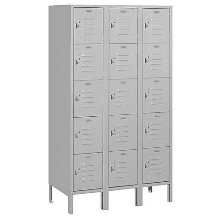 Salsbury Industries 12 in. W x 78 in. H x 18 in. D Standard Metal Locker-Five Tier Box Style-3 Wide-Gray-Assembled