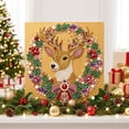 thumbnail image 5 of Fllostpr Christmas DIY Diamonds Painting Kit, Reindeer Structure Full Round Drill Rhinestone Art Set for Wall Living Room Bedroom,9.8", 5 of 6