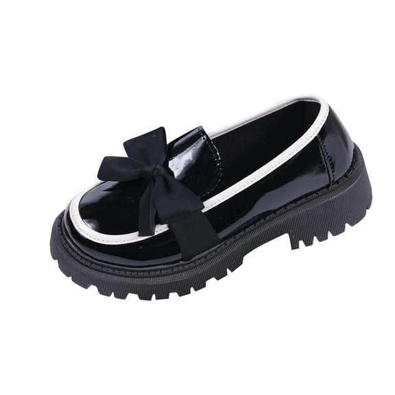 Hurxie Bow Loafers for Women's Patent Leather Chunky Heel Dress Shoes Elegant Round Toe Platform Casual Work School Shoes for Business Office Everyday Wear Black 6