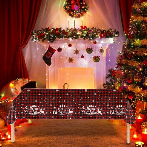 Banquete Navideño Mesa Tapiz, Mesa de Fiesta Tapiz, Estilo Elegante, Tablecloths for Parties, Event Table Decor, Foldable Design, Polyester Fabric, for Wedding