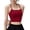Wine, variant on Women Ribbed Cami Top Stretch Solid Color Built In Chest Pad Slim Cropped Spaghetti Strap Tank Top Workout Daily Casual Holiday Outfits