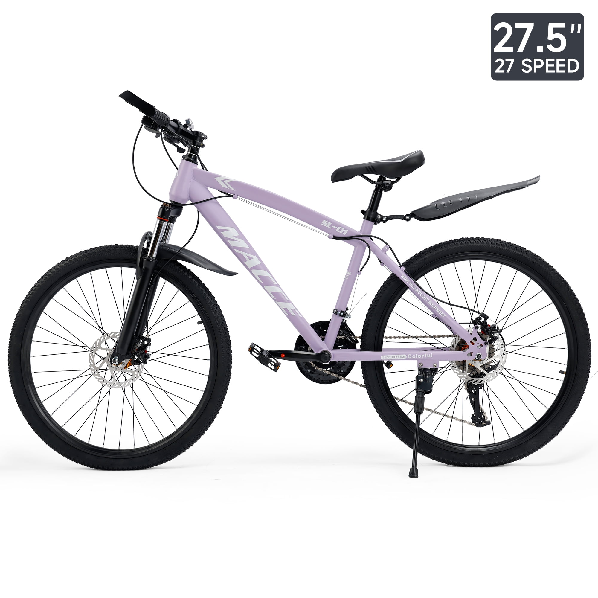 26/27.5 inch Mountain Hardtail Mountain Bike for Men/Women, 27 Speed Twist Shifting, Front Suspension, Comfort Saddle, Purple/Black/White