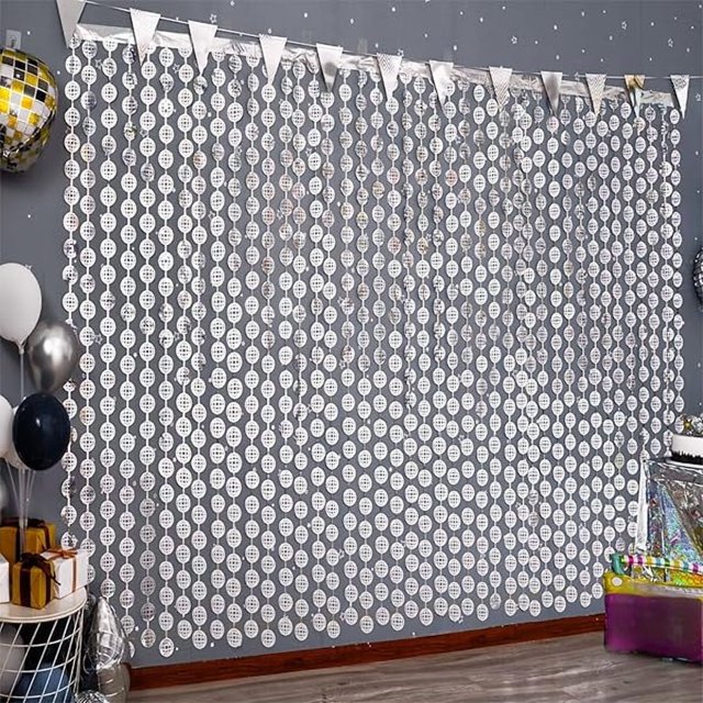 wonima44 Disco Party Decorations, 2 Pack Disco Ball Photo Booth Props, 3.3x6.6 ft Silver Foil Fringe Curtains Photo Backdrop for The 70s 80s theme Last Disco Bachelorette, Decades, Taylor Party Decor