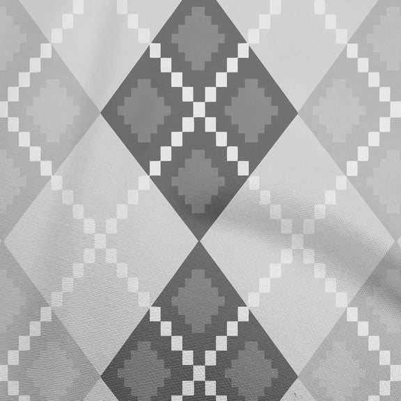 oneOone Cotton Flex Gray Fabric Argyle Sewing Craft Projects Fabric Prints By Yard 40 Inch Wide