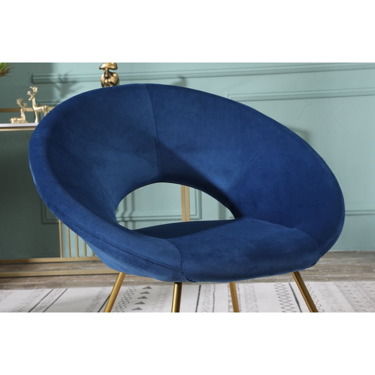 Roundhill Furniture Slatina Velvet Upholstered Accent Chair, Blue photo 3