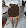 thumbnail image 4 of Womens Corduroy Mini Skirt High Waisted Basic Casual A-Line Short Fall Winter Skirts Dark Brown S, 4 of 7