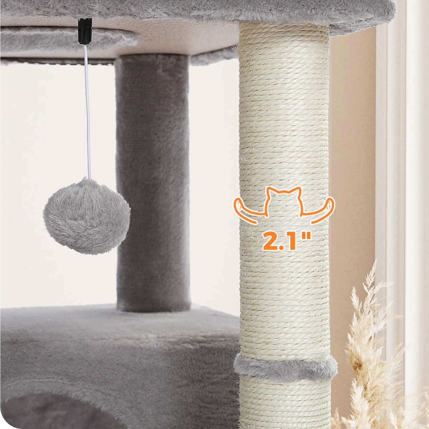 Pefilos 54" Cat Tree House for Indoor Cats, Cute Sisal Rope Cat Condo Plush Cat Climb Tree Cat Tree Tower for Large Cat, Gray Pefilos 54" Cat Tree House for Indoor Cats, Cute Sisal Rope Cat Condo Plush Cat Climb Tree Cat Tree Tower for Large Cat, Gray