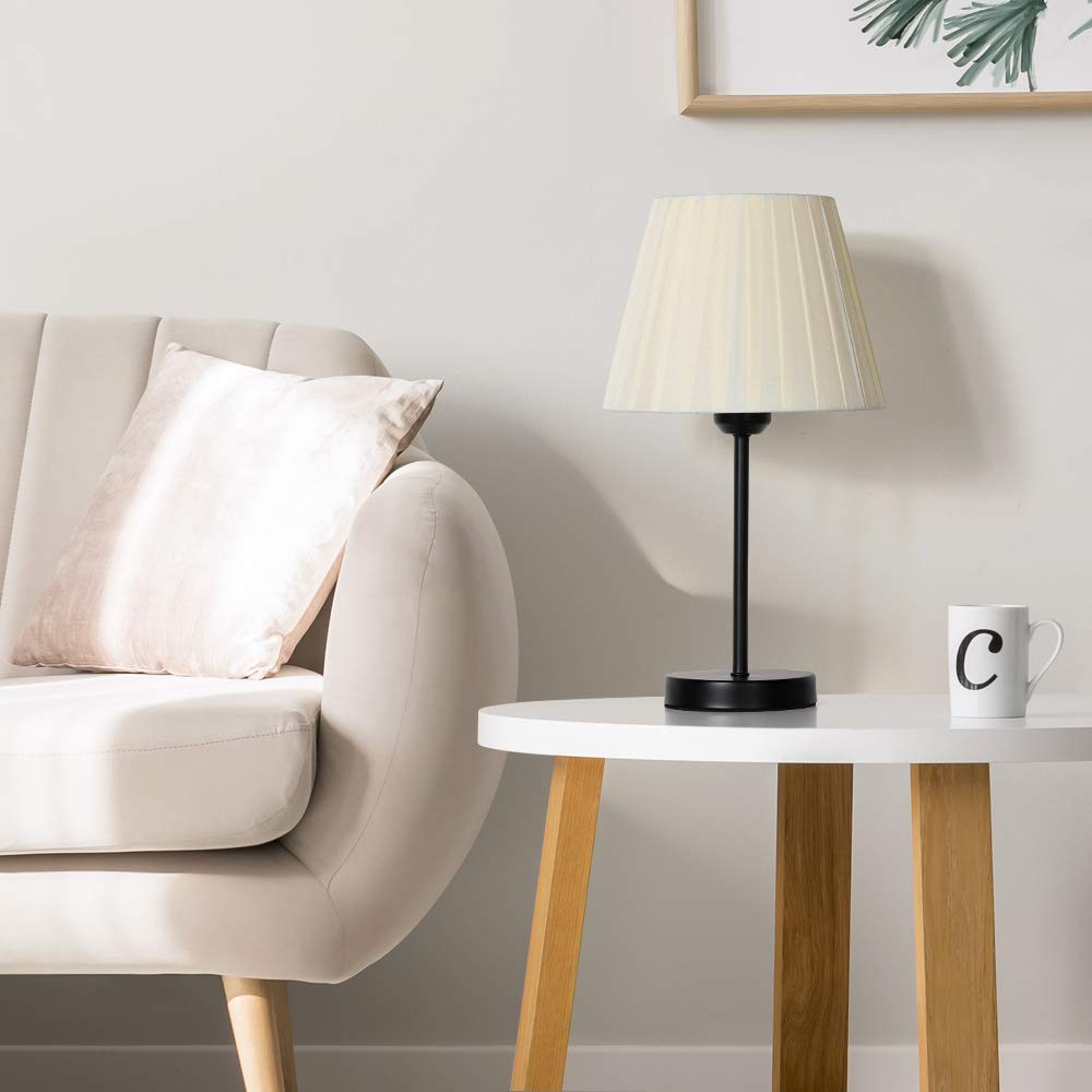 HAITRAL Contemporary Black Bedside Metal Table Lamp, Set of 2
