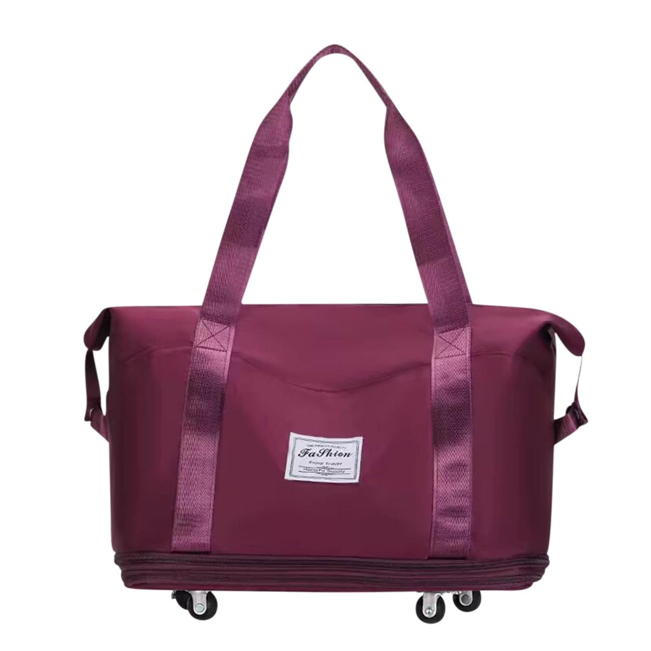 Tuvgenk Wheeled Travel Duffel Bag Expandable Foldable Dry Wet Separation Durable Bag for Gym Fitness Camping Outdoor Activities