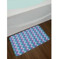 thumbnail image 2 of Abstract Bath Mat, Continuous Triangles Polka Dot and Stripes Geometric Print, Plush Bathroom Decor Mat with Non Slip Backing, 29.5" X 17.5", Fuchsia Seafoam, by Ambesonne, 2 of 2