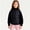Black, variant on Kids Puffer Jacket, Fleece‑Sleeve Zip‑Up Padded Stand‑Collar Mixed Media Outerwear for Girls Boys, Size 4-15 Years