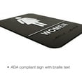 thumbnail image 3 of Excello Global Products Plastic Restroom Sign: Easy to Mount with Braille (ADA Compliant), Great for Business - 6"x9",  Woman, - Pack of 3 - EGP-HD-0277, 3 of 4