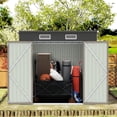 thumbnail image 7 of Clearance Storage Shed, Enyopro 6'x4' Outdoor Storage Sheds, Metal Storage House with Lockable Door, Storage Garden Tool shed for Lawnmower, Bike, Garage, Brown, 7 of 7