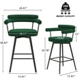 thumbnail image 3 of AODAILIHB 26'' Swive Bar Stools Set of 4, Mid Century Modern Upholstered Fabric Bar Stool, Counter Height Chairs with Full Backrest for Kitchen Island, Cafe, Pub， Green, 3 of 8