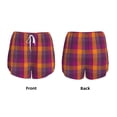 thumbnail image 3 of Gukieu Orange and Purple Plaid Print Women's Sports Shorts with Drawstring Elastic Waistband for Running, Yoga, Fitness-Small, 3 of 7