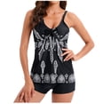 thumbnail image 2 of YTCAMLO 2 Piece Womens Bathing Suits Modest Tankini Swimsuits Summer Fashion Layered Tiered Floral Swim Skirt Top with Boyshorts, C XXL, 2 of 7