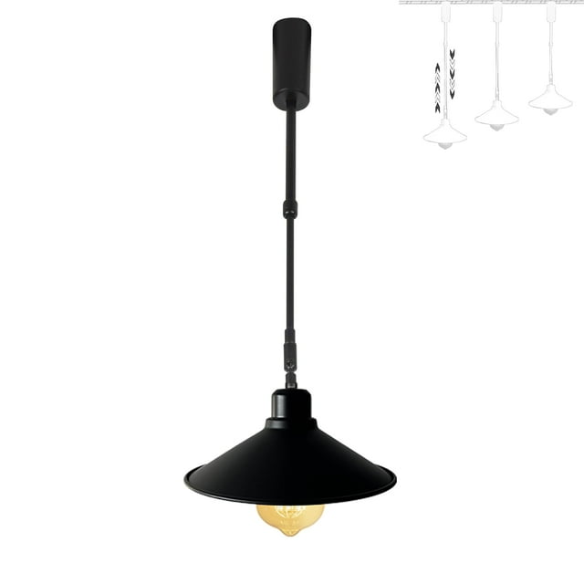 FSLiving Lampe de Piste Réglable en Hauteur Type H Industriel Rétractable avec Tige Télescopique Lampe Instantanée sur Cône Noir Mat, 1 Lumière
