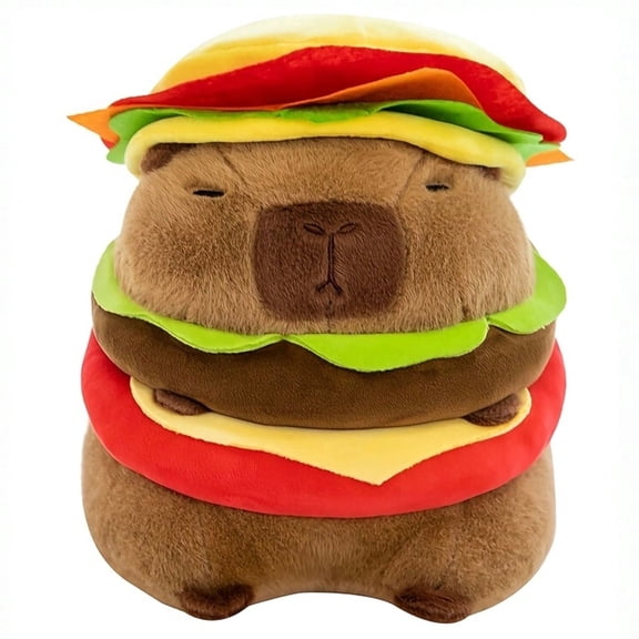 Soft Hamburger Capybara Plush Stuffed Animal, Realistic Burger Design Plushie, Perfect Birthday Gift for Everyone, Collectible Toy