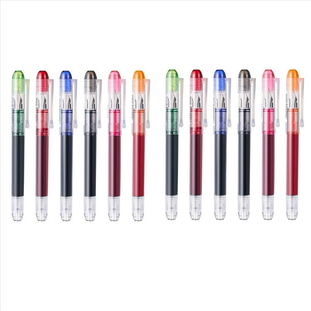 12 Piezas de Plumas Estilográficas Desechables Multicolores, Utilizadas para Bocetos, Diarios, Caligrafía, Suministros de Oficina de Escritura Suave