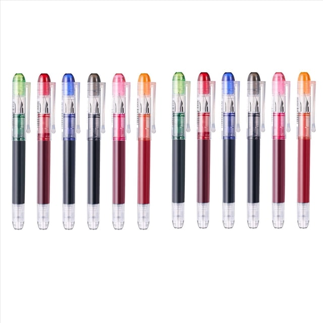 12 Piezas de Plumas Estilográficas Desechables Multicolores, Utilizadas para Bocetos, Diarios, Caligrafía, Suministros de Oficina de Escritura Suave
