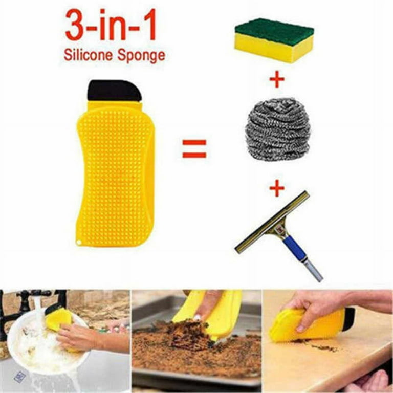 3-in-1 Silicone Scrubber Sponge