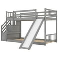thumbnail image 5 of EUROCO Modern Wood Twin over Twin Bunk Bed with Slide and Staircase, Low Profile Bunk Bed with Storage for Kids Teens,Gray, 5 of 13