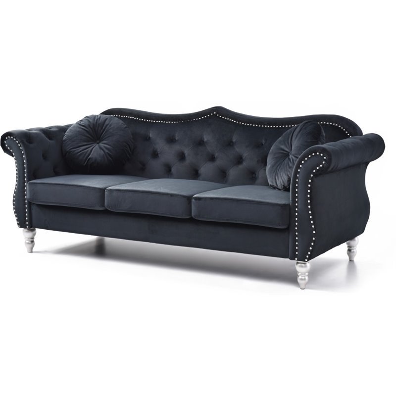 Glory Furniture Hollywood Velvet Sofa in Black - Walmart.com - Walmart.com