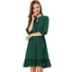 thumbnail image 1 of Vestido Corto de Gasa con Dobladillo con volantes y Manga 3/4 para Mujer Allegra K Verde oscuro XS, 1 of 6