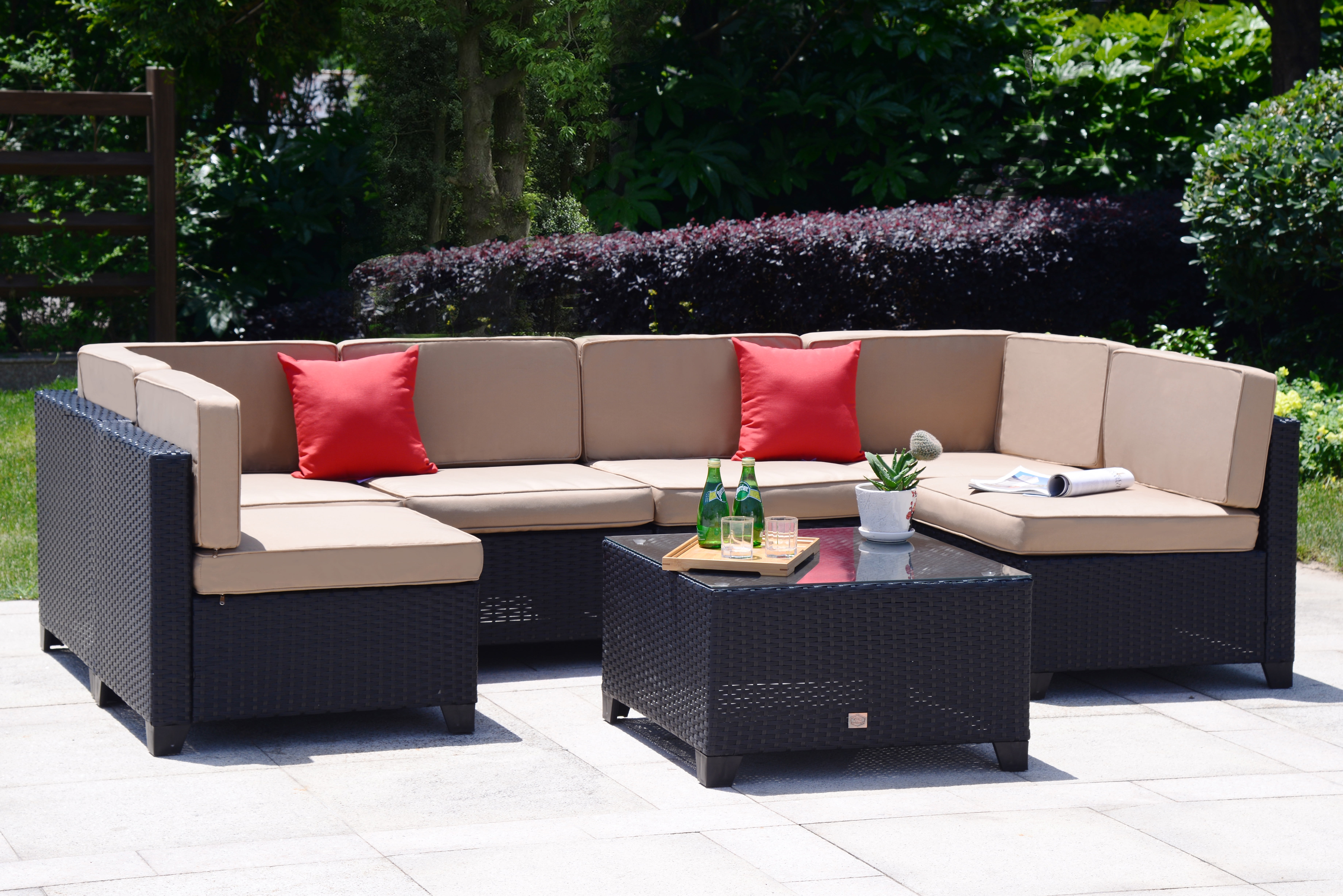 Cloud Mountain 7 Piece Patio PE Rattan Wicker Furniture Set Backyard Sectional Furniture... by Cloud Mountain