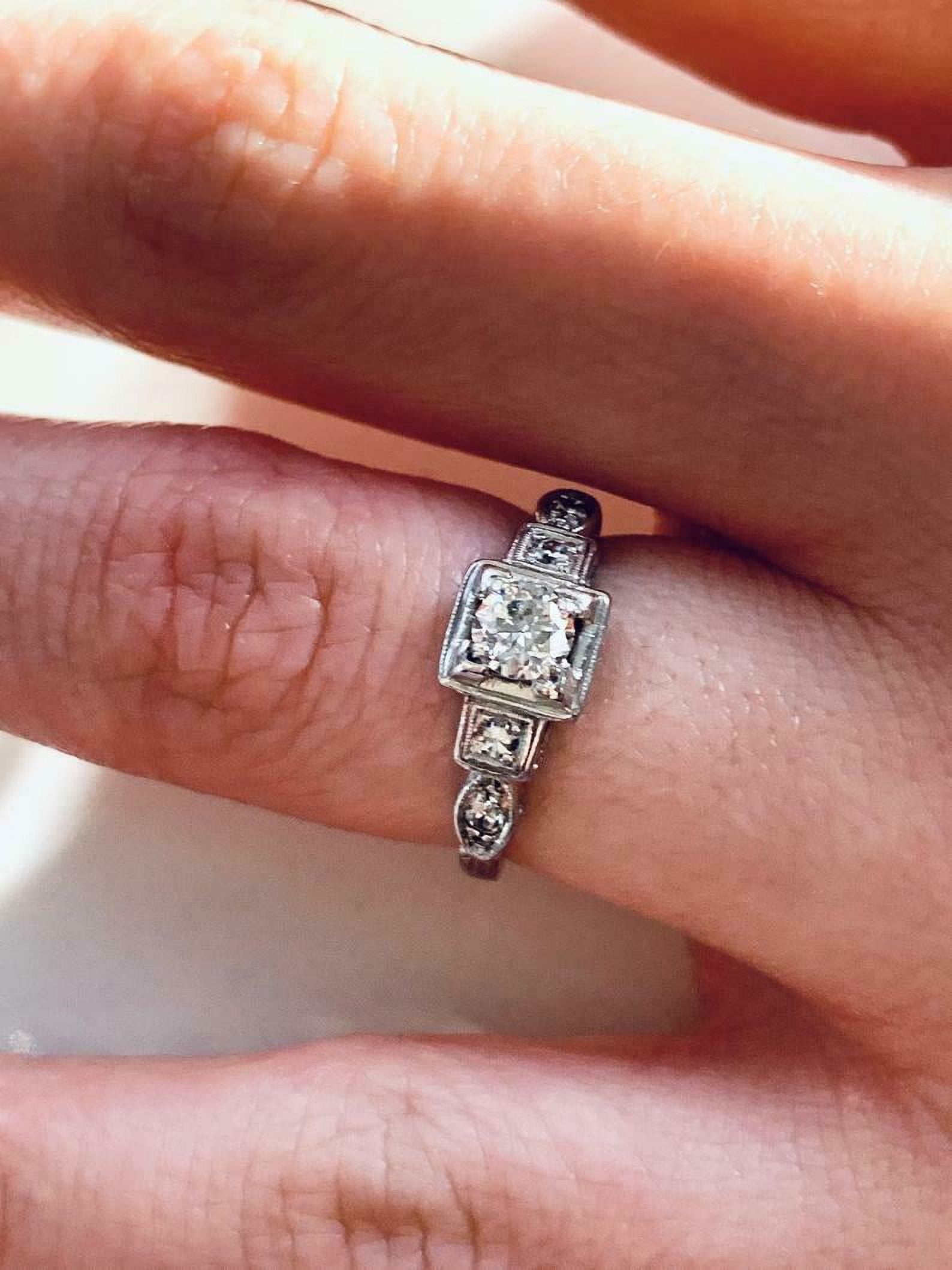 HeartsAndYou 2ct Round Moissanite Milgrain Vintage Inspired Inspired Engagement Ring for Women 18k White Gold over Silver