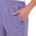 thumbnail image 5 of ZHYou No Boundarie Womens Casual Summer Shorts High Waist Elastic Waist Loose Fit Button Side Shorts with Pockets Purple Size XL, 5 of 5