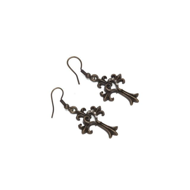 Steampunk Earrings - Fleur-de-lis Cross