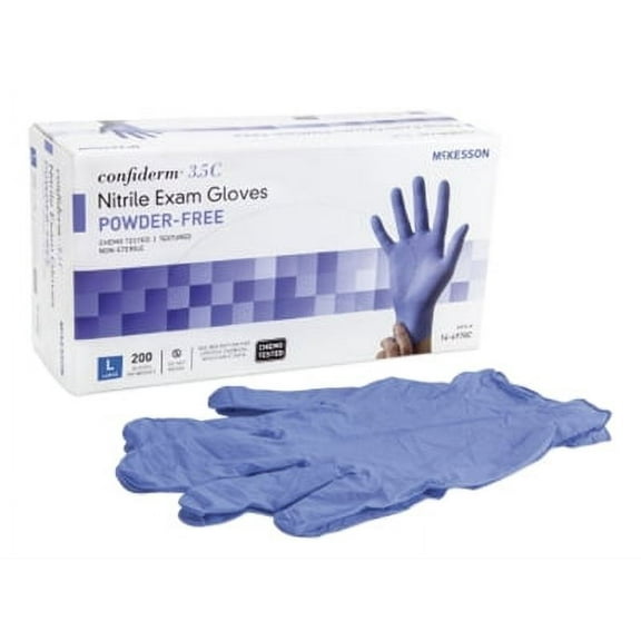McKesson Confiderm 3.5C Nitrile Exam Glove, LARGE, Chemo Tested, 14-6978C - Box of 200