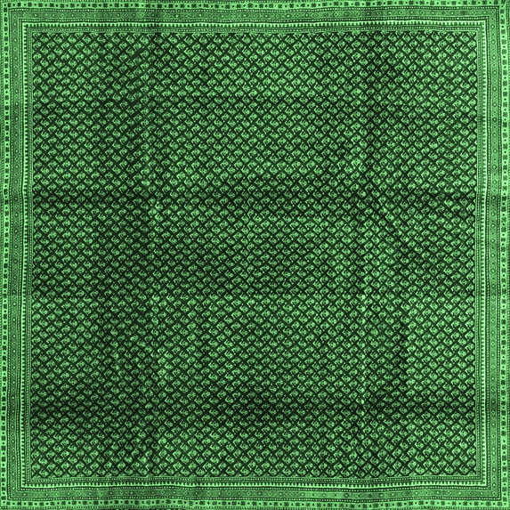 Ahgly Company Indoor Square Abstract Emerald Green Contemporary Area Rugs, 8' Square