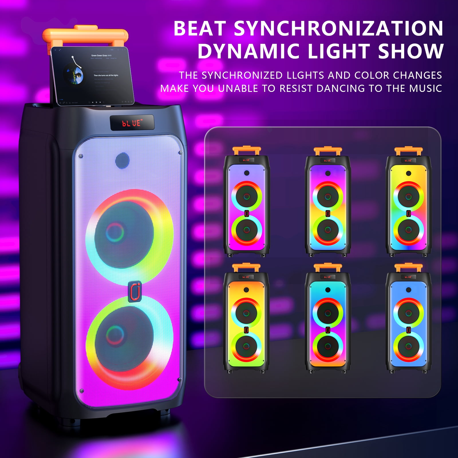 JYX Bluetooth Speaker, Large Party Speaker with Beat-Driven Light