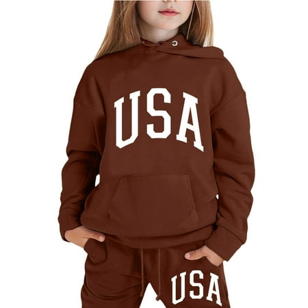 

WEAIXIMIUNG 2025 New Year Girls clothes Set - Letter Printing Girls Pullover Hoodie & Girls Loose Pants - Outfit for Toddler Girls 13 130