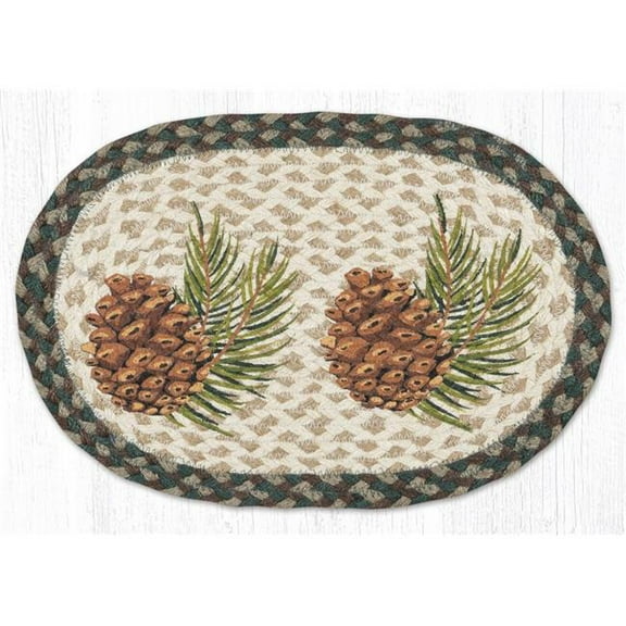 Earth Rug 81-577GP 10 x 15 in. MSP-577 Graphic Pinecone Printed Oval Swatch Rug
