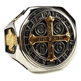 thumbnail image 1 of Anillo San Benito Amuleto Contra El Mal Acero Inoxidable Xtellar negro, 1 of 4