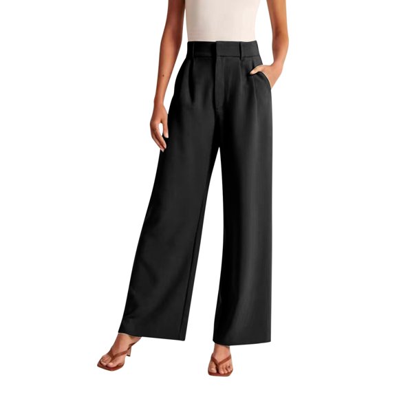 Clearance! Hontri Women Wide Leg Pants for Women Work Business Casual High Waisted Dress Pants Flowy Trousers Office Dress Pants Women Black S